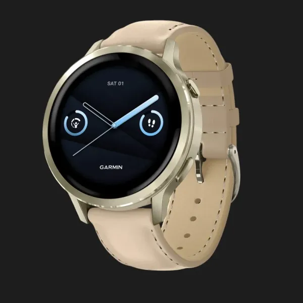 Garmin Venu 4 41mm Lunar Gold with Bone Silicone Band and Light Sand Leather Band