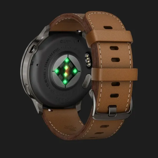 Garmin Venu 4 45mm Slate with Black Silicone Band and Brown Leather Band