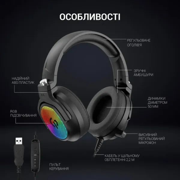 Ігрова гарнітура Gamepro HS1300 (Black) (UA)