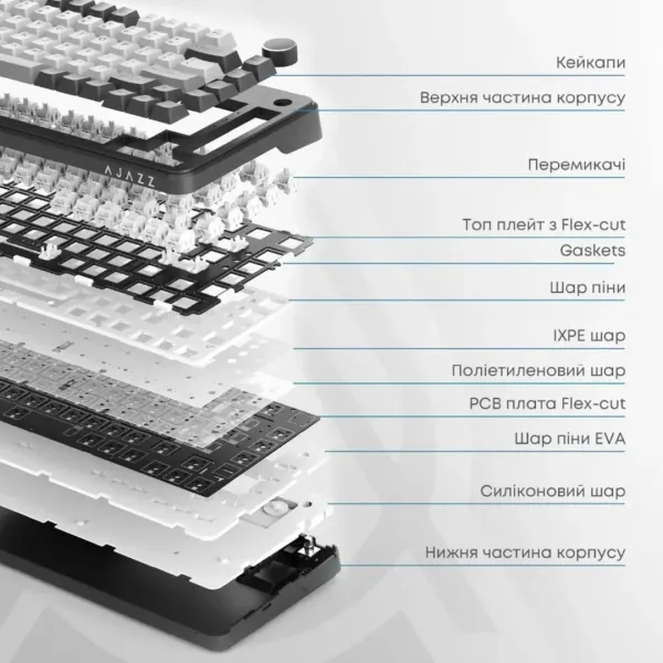 Клавіатура ігрова Ajazz (White) (AK820MAX-DD-BWD) (UA)